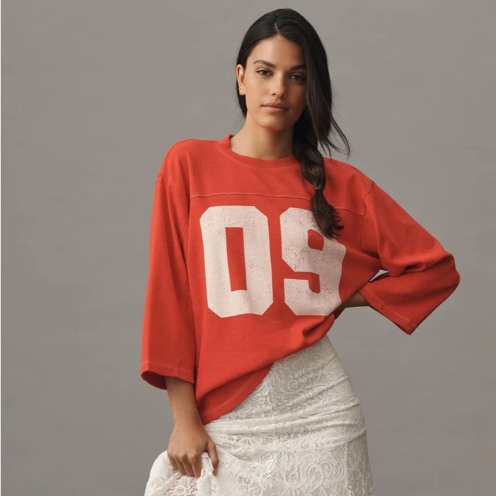 Anthropologie Red Sweatshirt with White Number